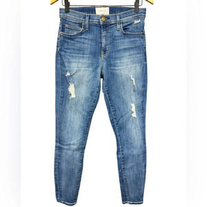 Current/Elliott The High Waist Stiletto in Niagara Destroy Size 28